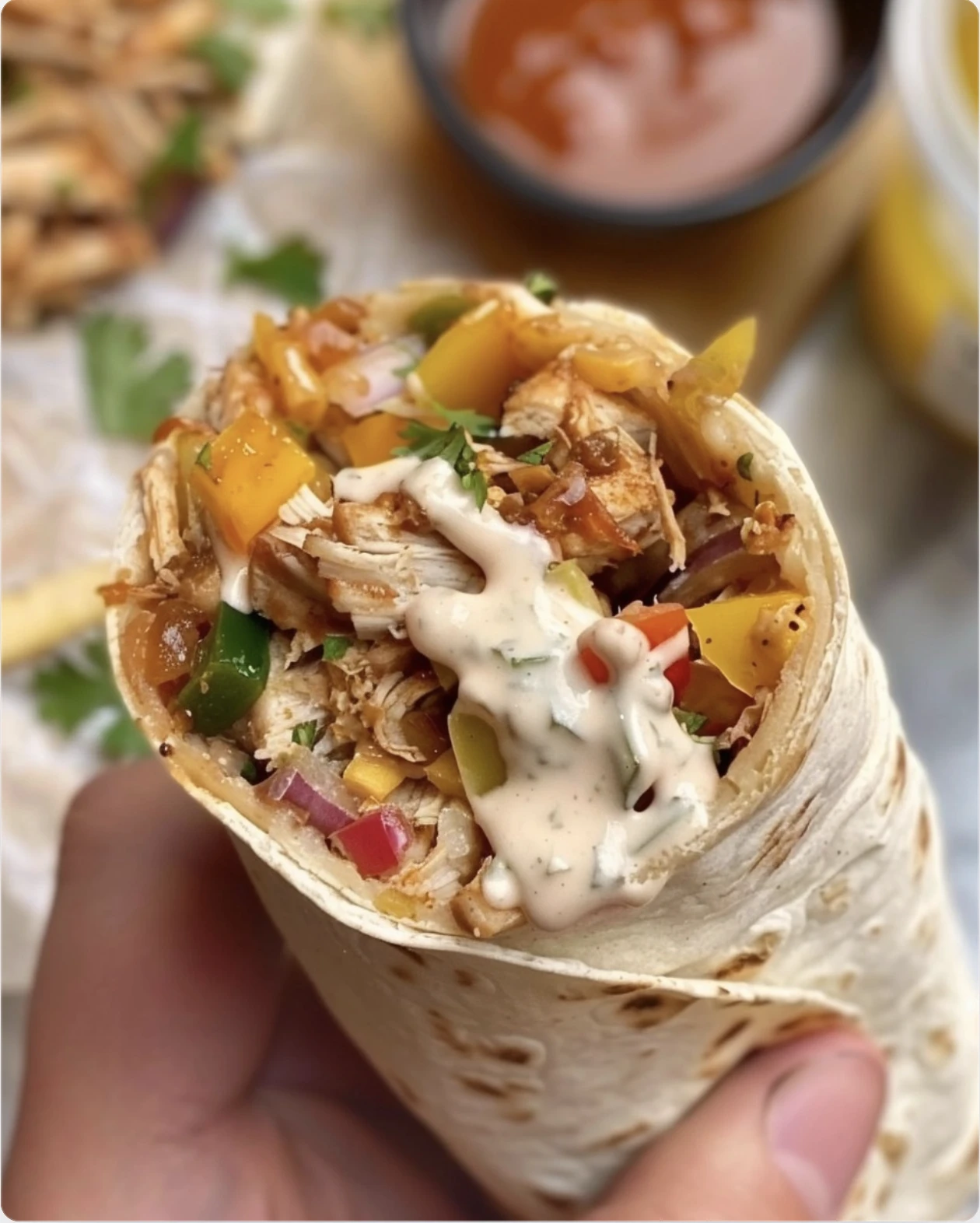 Ranch-Style Chicken Burritos with Bell Peppers