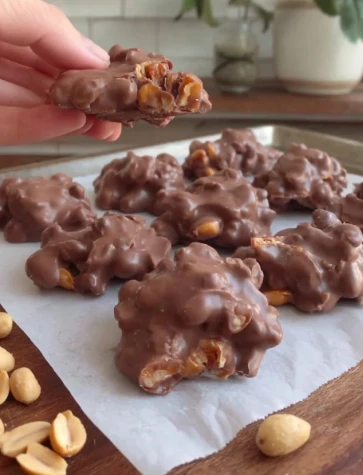 Rich Crunchy Chocolate Peanut Clusters