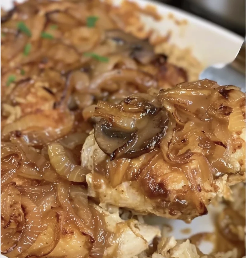 Savory French Onion Chicken Rice Skillet