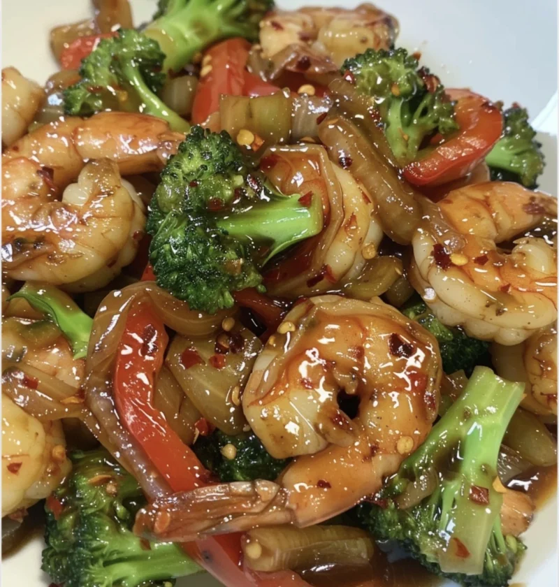 Spicy Honeygarlic Shrimp Broccoli Stirfry