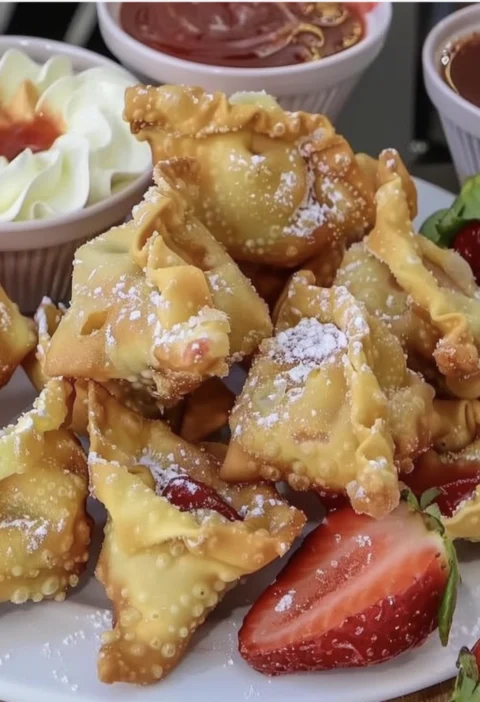 Strawberry Cheesecake Wonton Dessert Bites