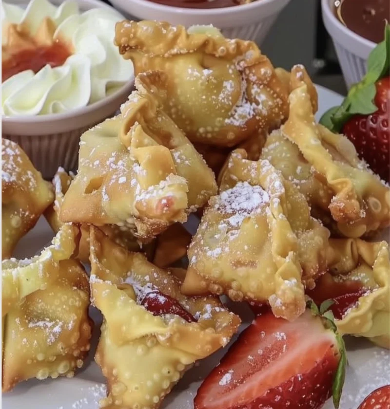 Strawberry Cheesecake Wonton Dessert Bites