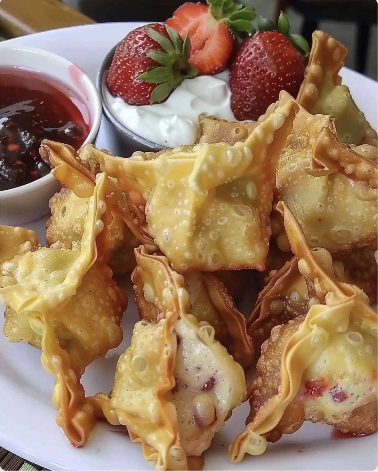 Strawberry Cheesecake Wonton Dessert Bites