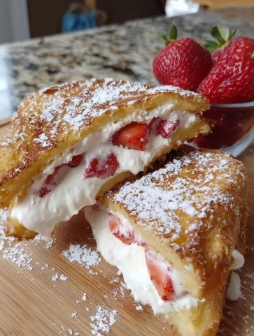 Sweet Crispy Fried Strawberry Cheesecake Sandwiches