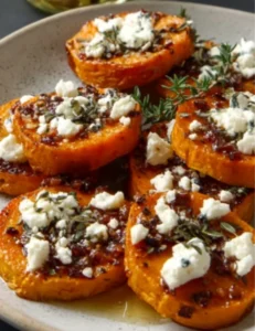 🍠🍯 Sweet & Savory Roasted Sweet Potato Rounds with Honey & Feta