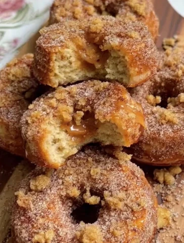 Warm Crumbly Apple Crumble Baked Donuts