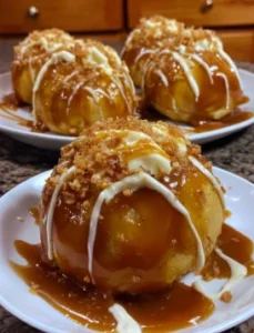 🍎🍯 Warm & Gooey Apple Caramel Bombs with Creamy Sauce