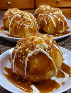 Warm Gooey Apple Caramel Bombs Creamy Sauce
