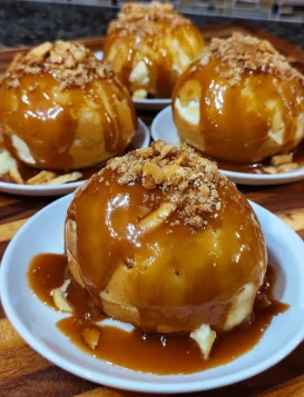 Warm Gooey Apple Caramel Bombs Creamy Sauce
