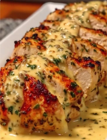 Yummy Baked Caesar Chicken Creamy Garlic Parmesan Sauce