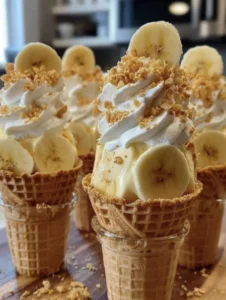 🤤🍌🍰🔥 Yummy Easy Banana Pudding Cheesecake Cones
