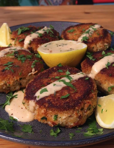 Yummy Cheddar Bay Crab Cakes Lemon Butter Drizzle
