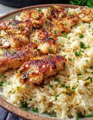 Yummy Chicken Scampi Garlic Parmesan Rice