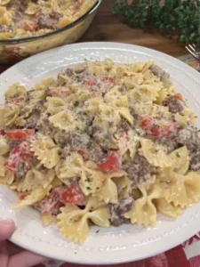 🥩🧄🧀🍝 Yummy & Easy Creamy Parmesan Garlic Beef Bowtie Pasta