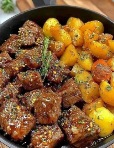 Yummy Garlic Butter Steak Bites Potatoes