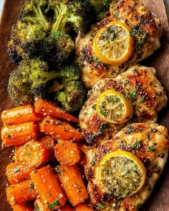 🤤🍋🌿 Yummy Easy Lemon Herb Chicken with Parmesan Broccoli & Honey-Glazed Carrots