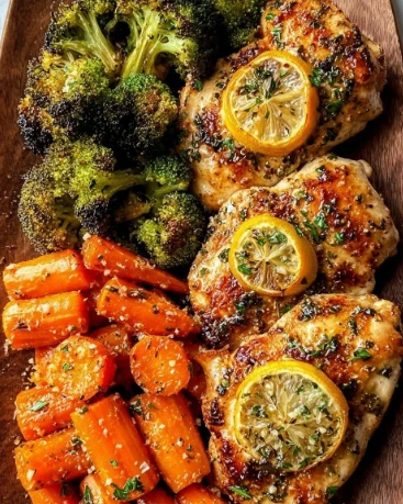 Yummy Lemon Herb Chicken Parmesan Broccoli Honeyglazed Carrots