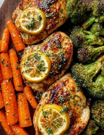 Yummy Lemon Herb Chicken Parmesan Broccoli Honeyglazed Carrots
