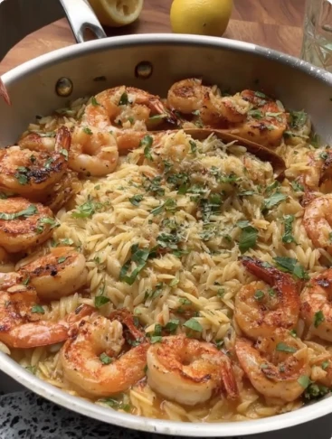 Yummy Onepot Garlic Butter Shrimp Orzo