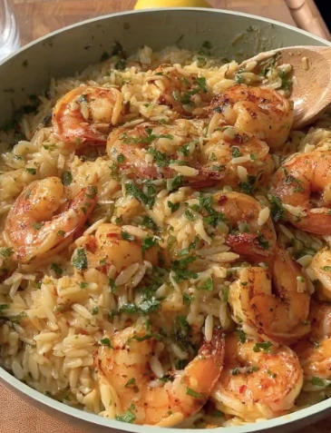 Yummy Onepot Garlic Butter Shrimp Orzo