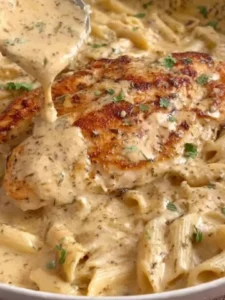 🍗🧀🍝 Yummy & Easy Parmesan-Crusted Chicken with Penne in Creamy Sauce