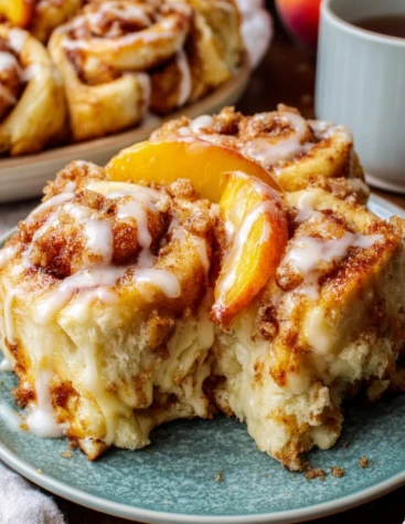 Yummy Peach Cheesecake Cinnamon Rolls