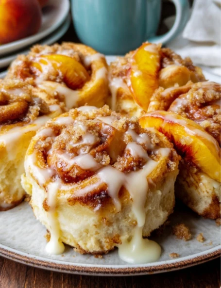 Yummy Peach Cheesecake Cinnamon Rolls