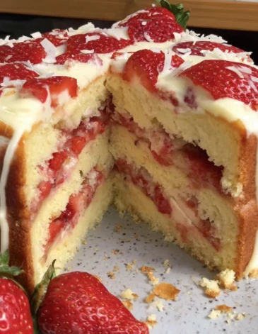 Yummy Strawberry Earthquake Cake