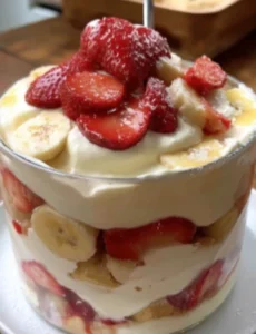 🍓🍌🤍 Yummy & Easy Strawberry Banana Pudding