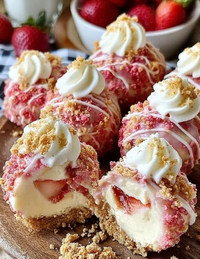 Yummy Strawberry Crunch Cheesecake Bites