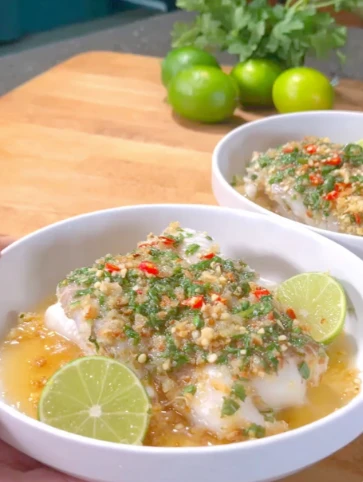 Yummy Thai Lime Garlic Steamed Fish