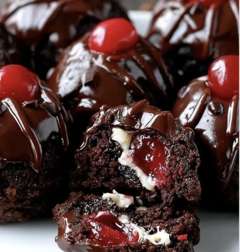 Black Forest Cookie Dough Brownie Bombs