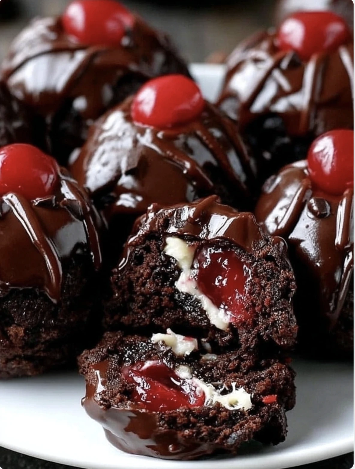 Black Forest Cookie Dough Brownie Bombs