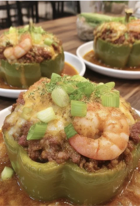 Cajun Surf Turf Stuffed Peppers