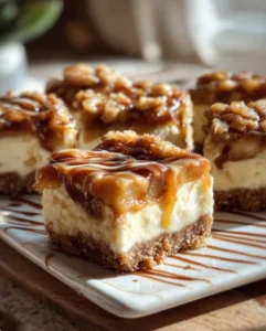🍎🍰 Caramel Apple Cheesecake Bars