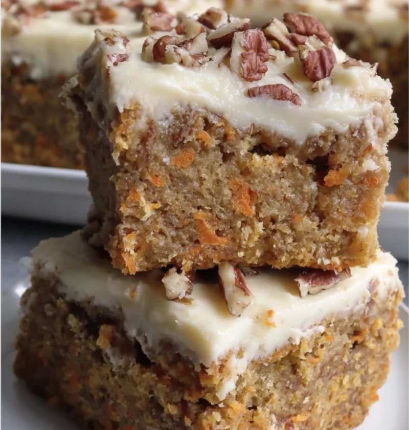 Carrot Cake Bars Cream Cheese Frosting Pecans