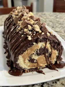 Chocolate-Covered Peanut Butter Roll Cake