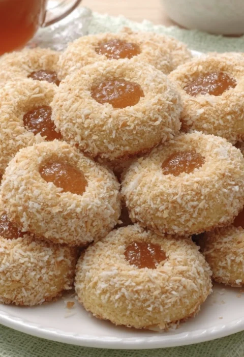 Coconut Jam Thumbprint Cookies