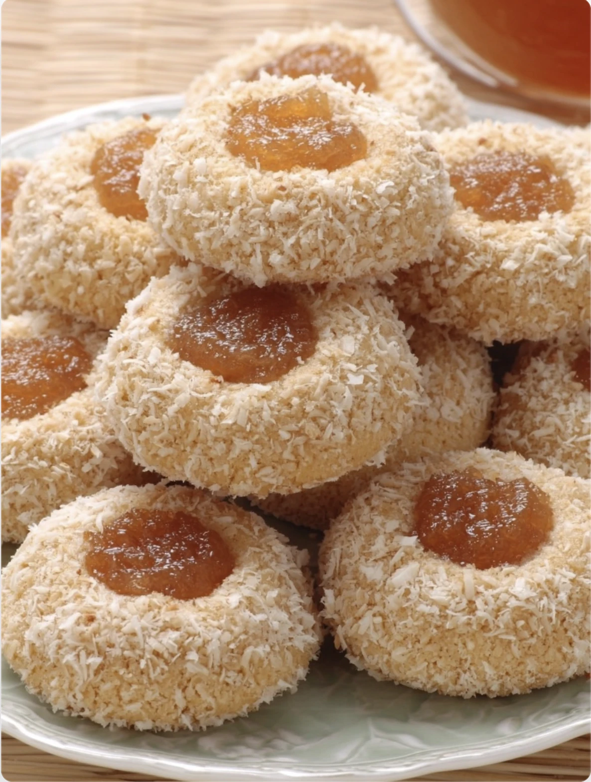 Coconut Jam Thumbprint Cookies