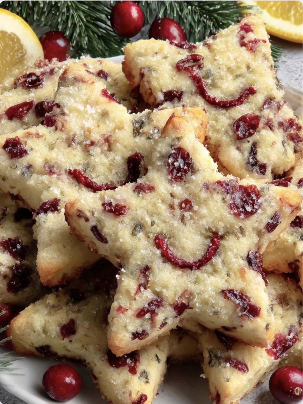 Cranberry Orange Soft Winter Star Cookies