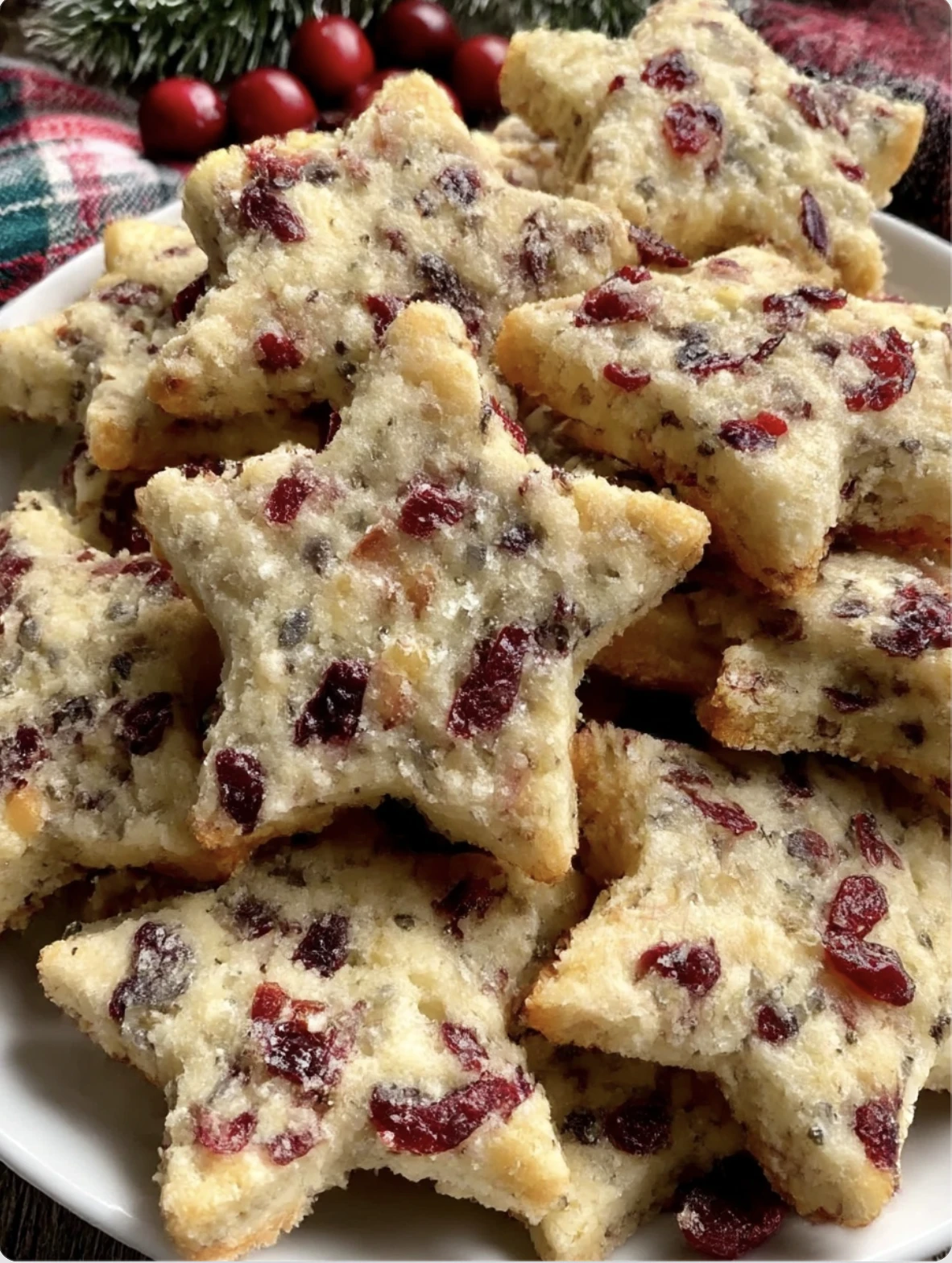 Cranberry Orange Soft Winter Star Cookies
