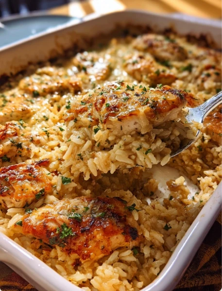 Garlic Butter Chicken Rice Casserole