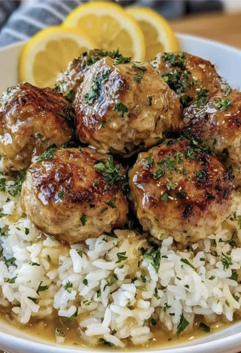 Greek Turkey Meatballs Lemon Herb Rice