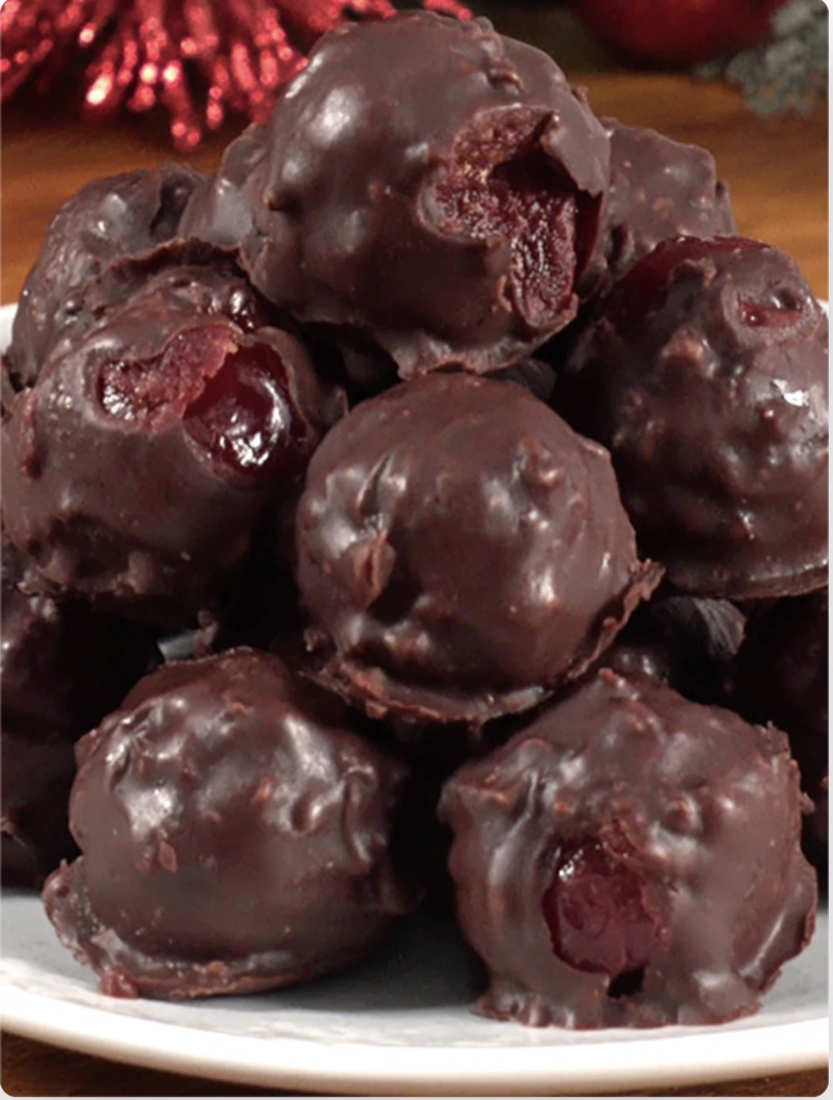Homemade Cherry Chocolate Candies for Christmas