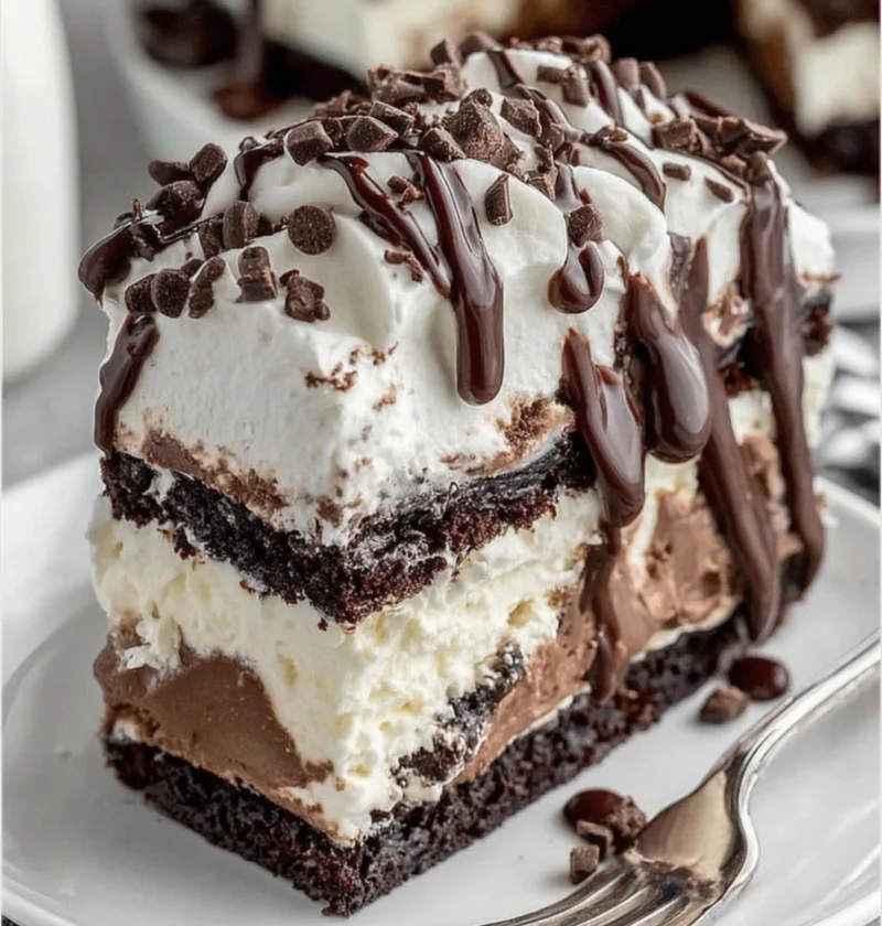 Hot Fudge Ice Cream Cake Slice