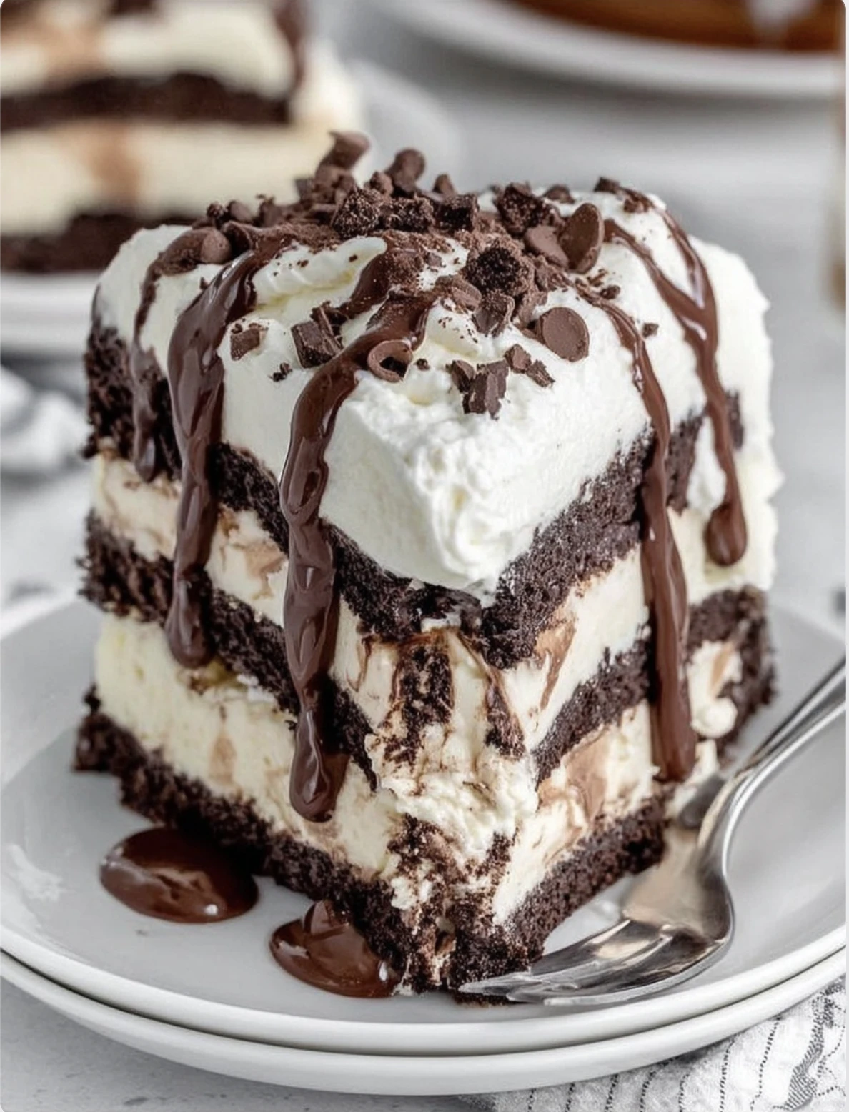 Hot Fudge Ice Cream Cake Slice