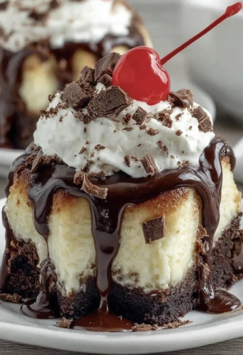 Hot Fudge Sundae Brownie Cheesecake