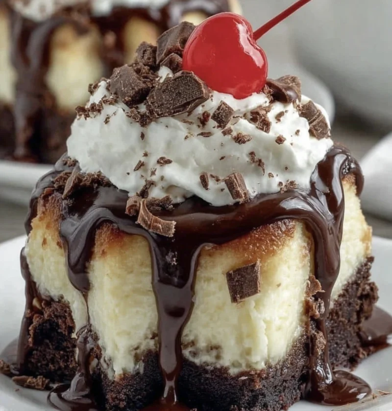 Hot Fudge Sundae Brownie Cheesecake