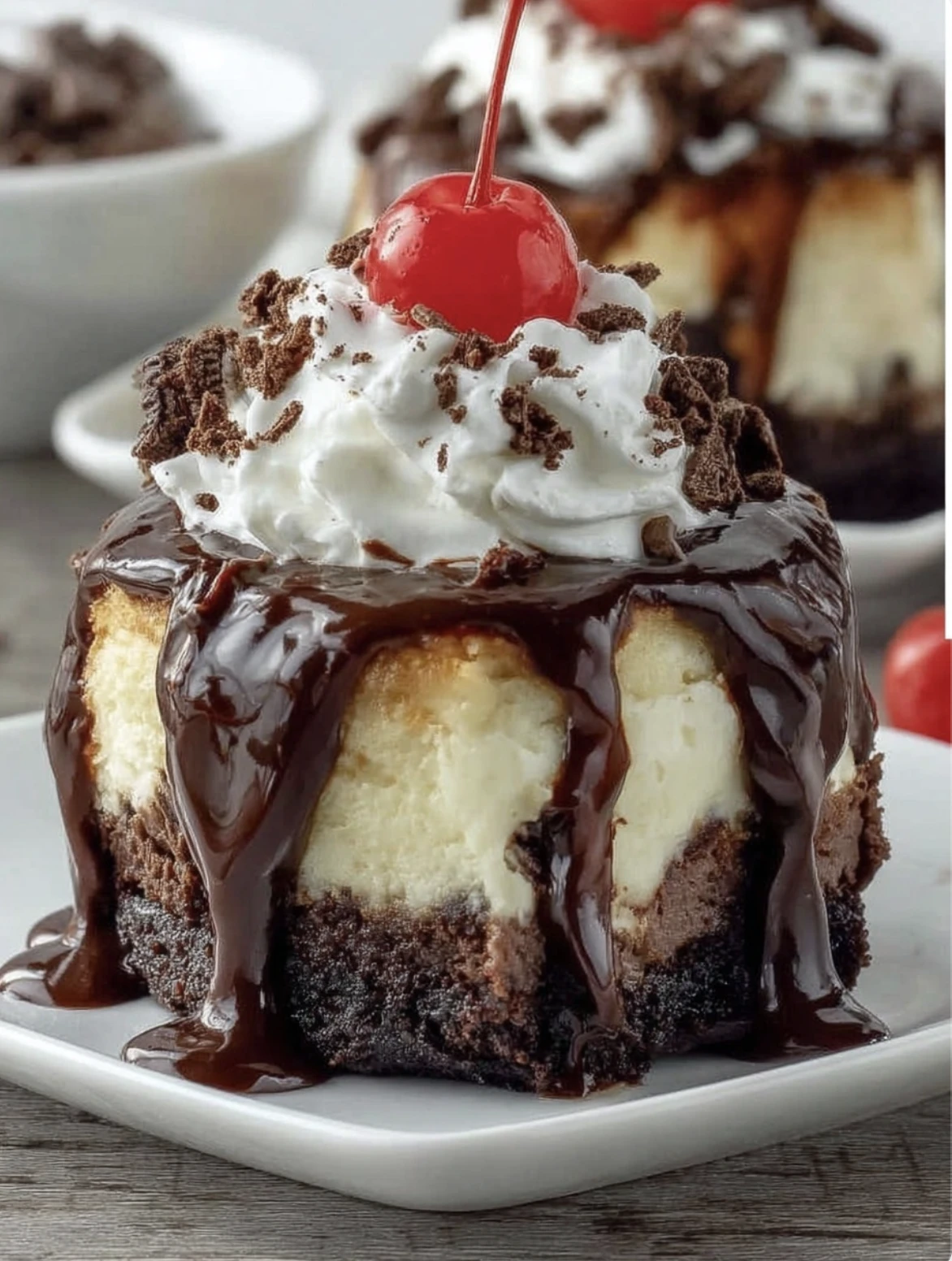 Hot Fudge Sundae Brownie Cheesecake