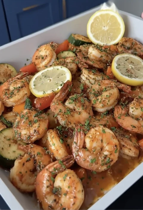 Lemon Herb Shrimp Veggie Skillet
